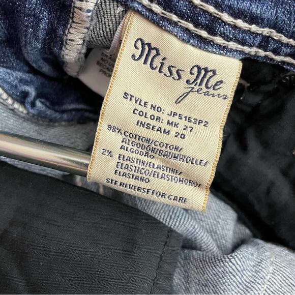 Miss Me Angel Wing Rhinestone Western Cropped Capri Distressed Stretch Jeans 26 - Picture 15 of 16